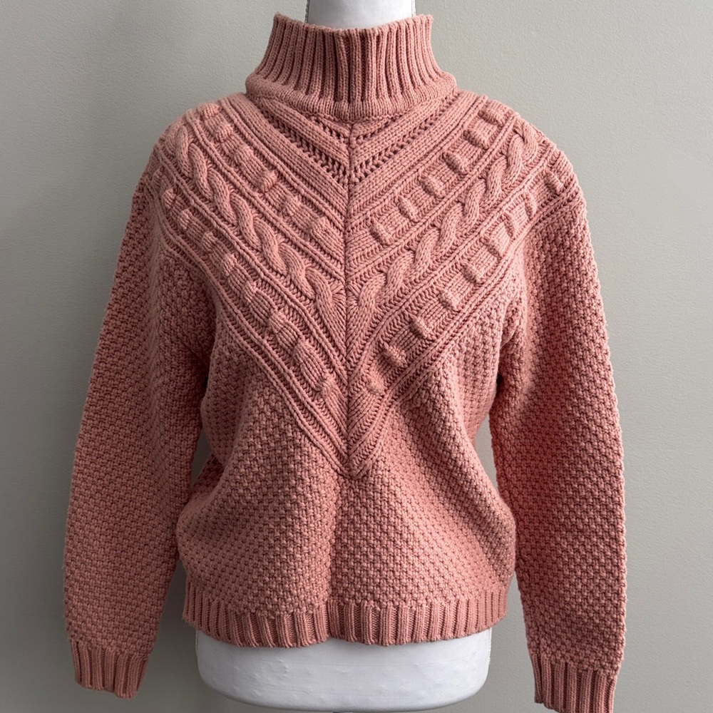 INDUSTRY Pink Crochet Turtleneck Sweater size S